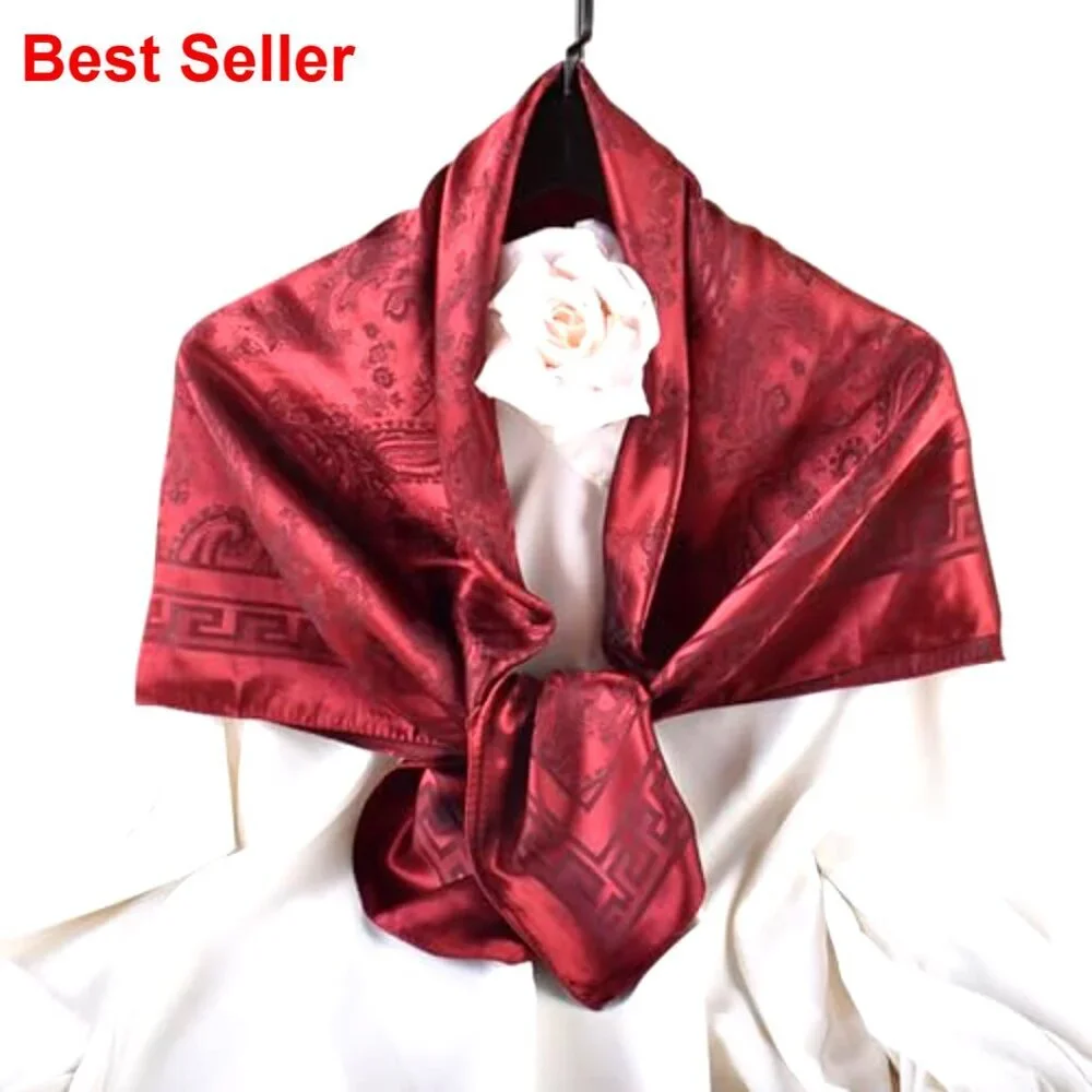 Silk Like Satin Head Scarf 35x35 Inch Square Bandana Neck Scarf